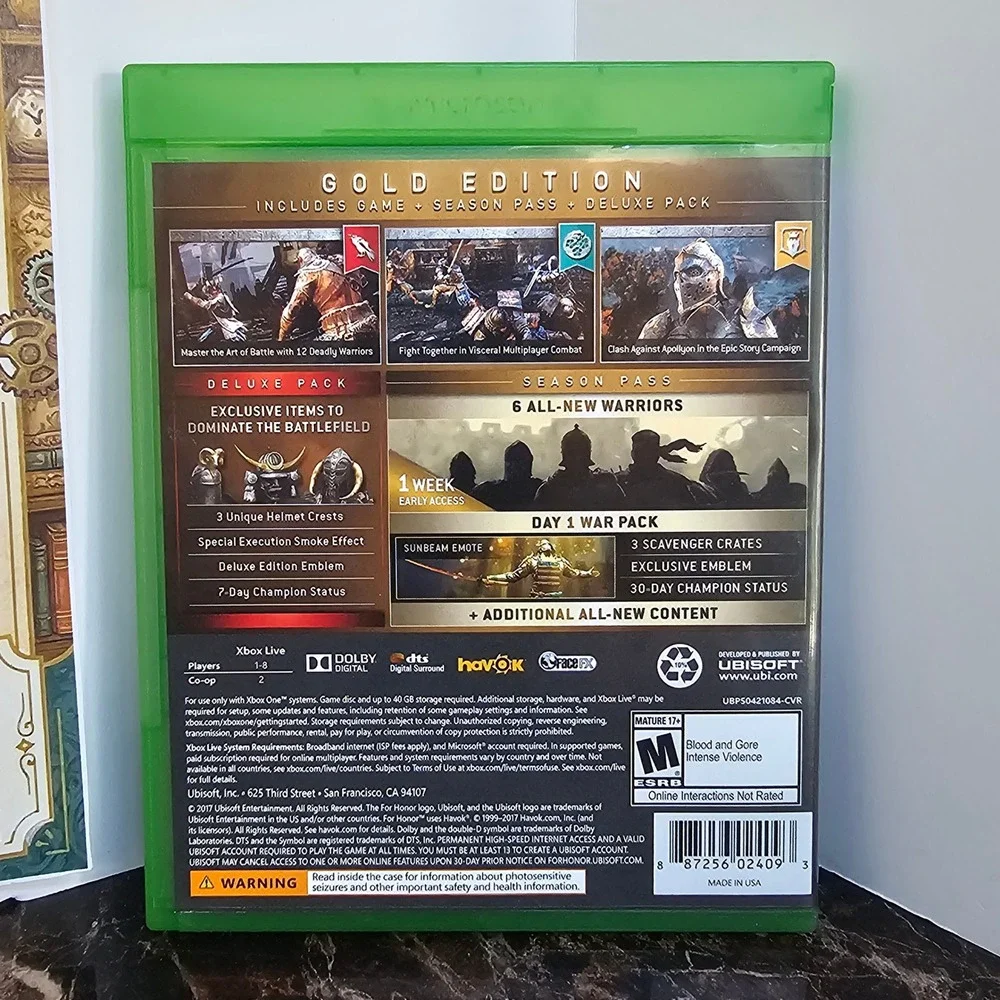 For Honor Gold Edition Xbox One Ubisoft 2017 Action Melee Combat Game